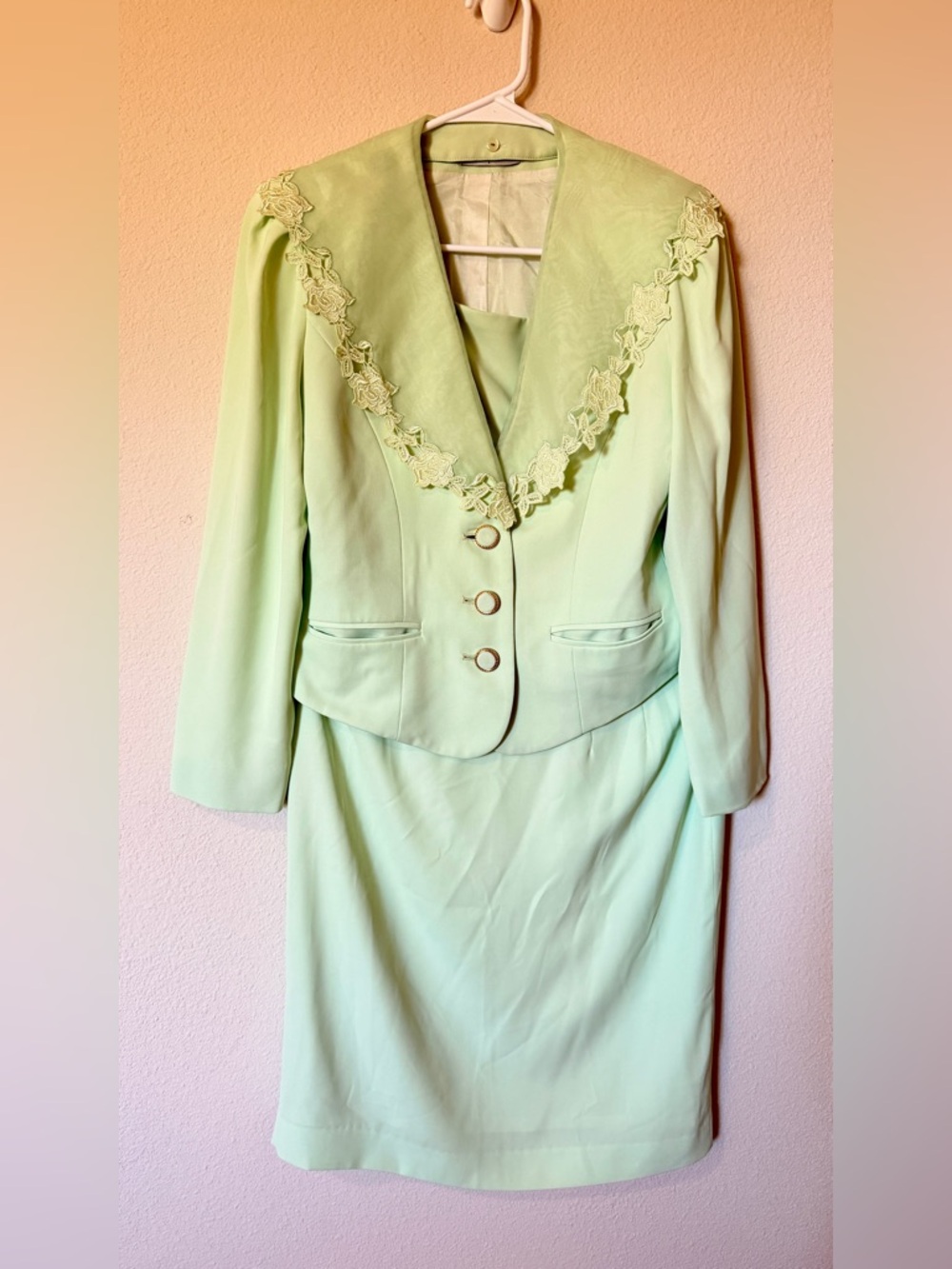 Vintage Japanese Mint Green Suit Set | Size 9